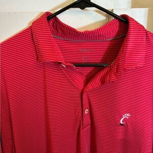 johnnie-O Men's Red and White Polo Shirt xxl university of Cincinnati bearcats